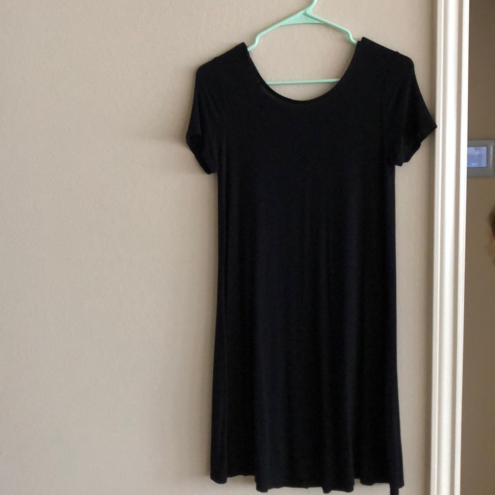 Black T-shirt Dress with cross back